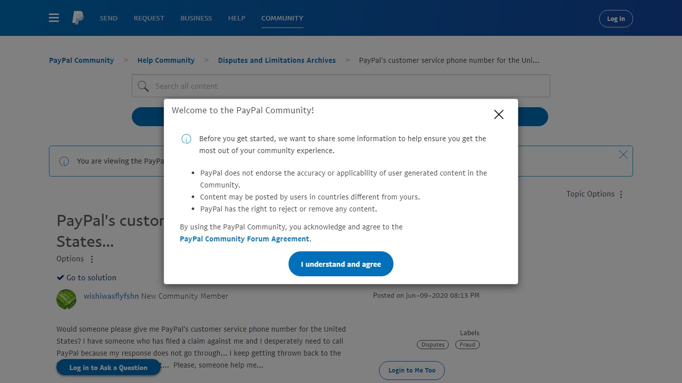 PayPal's customer service phone number for the United States...